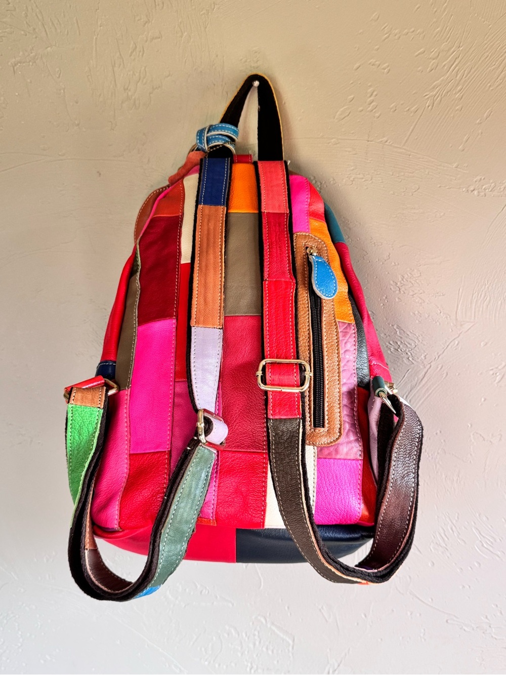 AmeriLeather Studded Patchwork Leather Backpack with Coin Purse - Picture 5 of 16